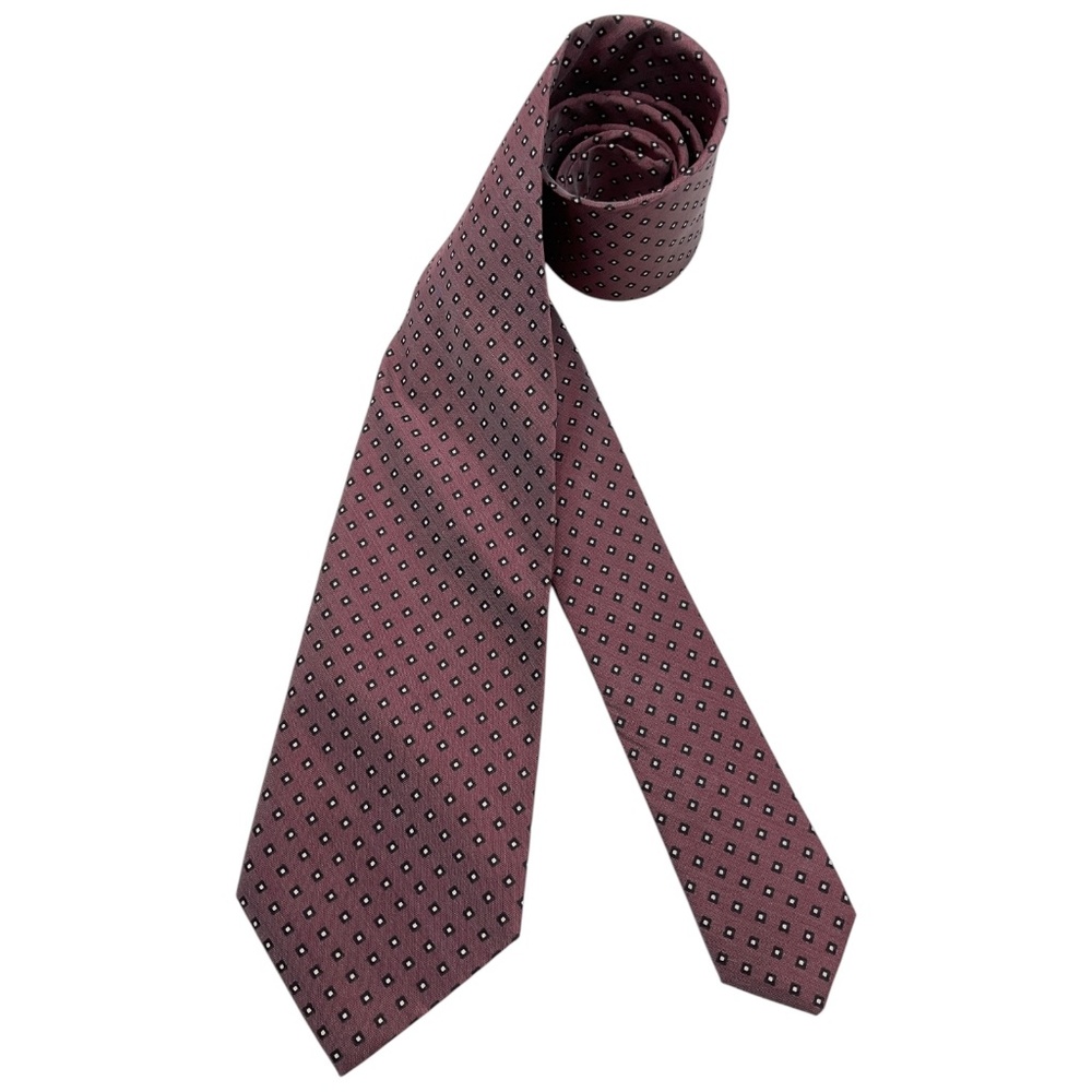 LUCIANO BARBERA Burgundy Geometric Silk LUXURY Tie ITALY